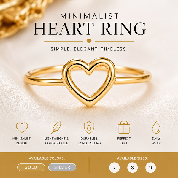 Minimalist Heart Ring – Gold & Silver Plated