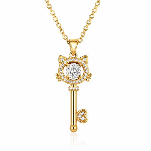 Cute Cat Key Pendant Necklace for Women