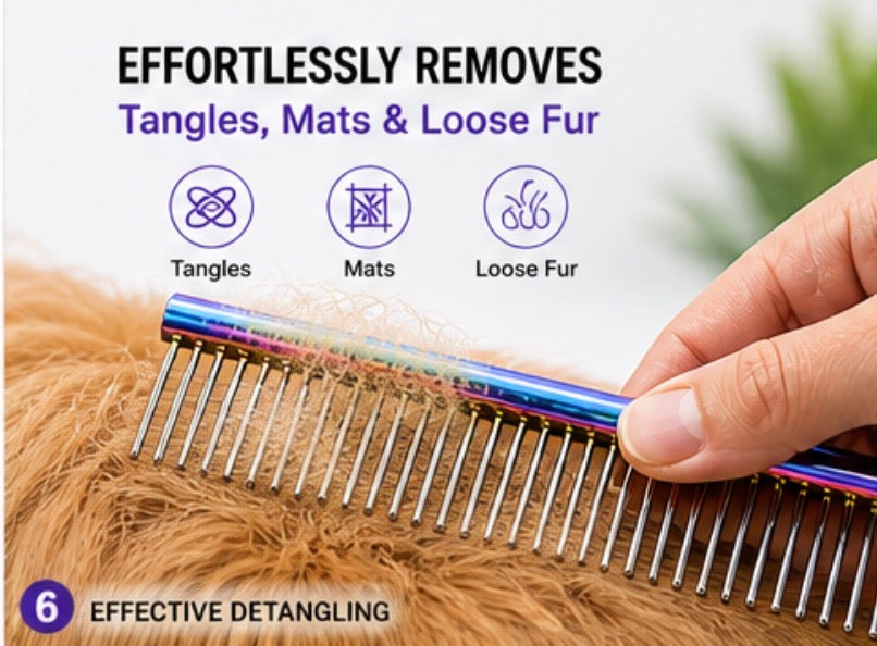 Rainbow Stainless Steel Pet Grooming Comb