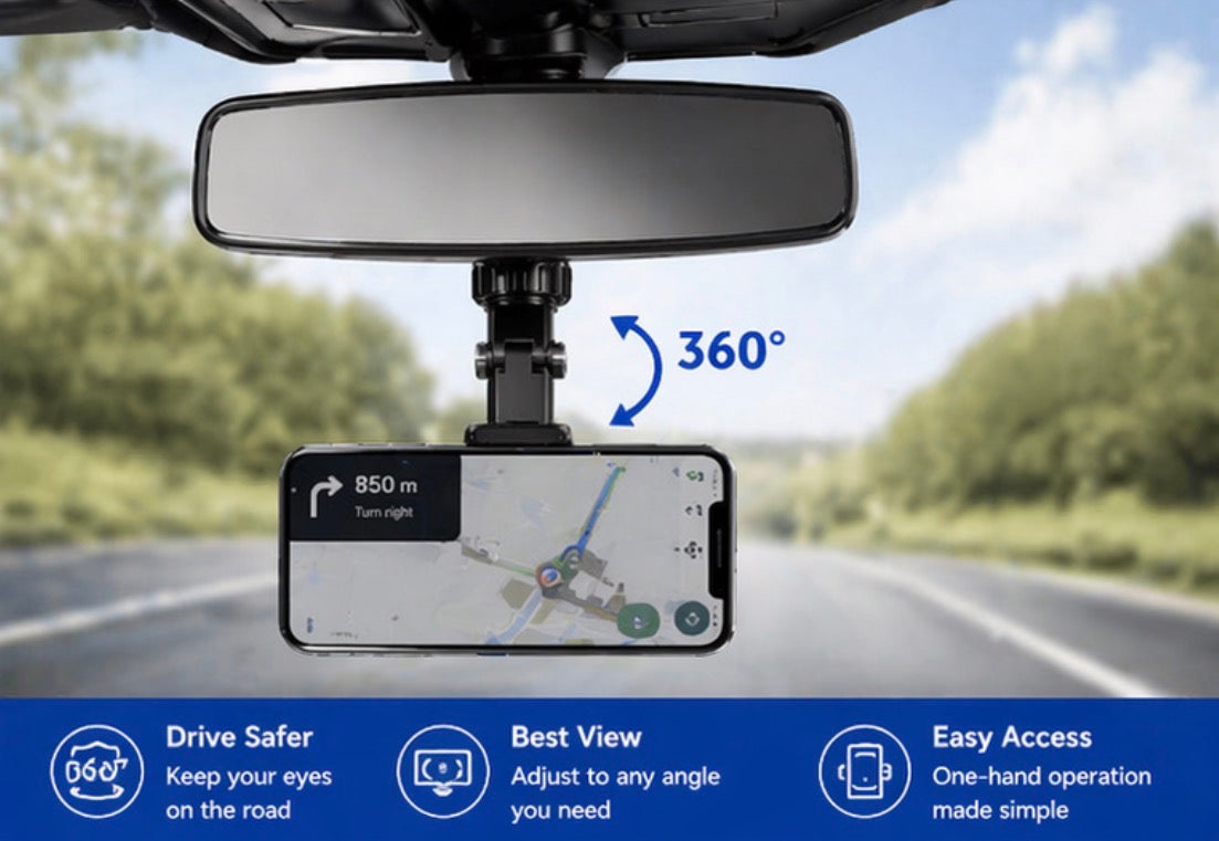Rear View Mirror Phone Holder