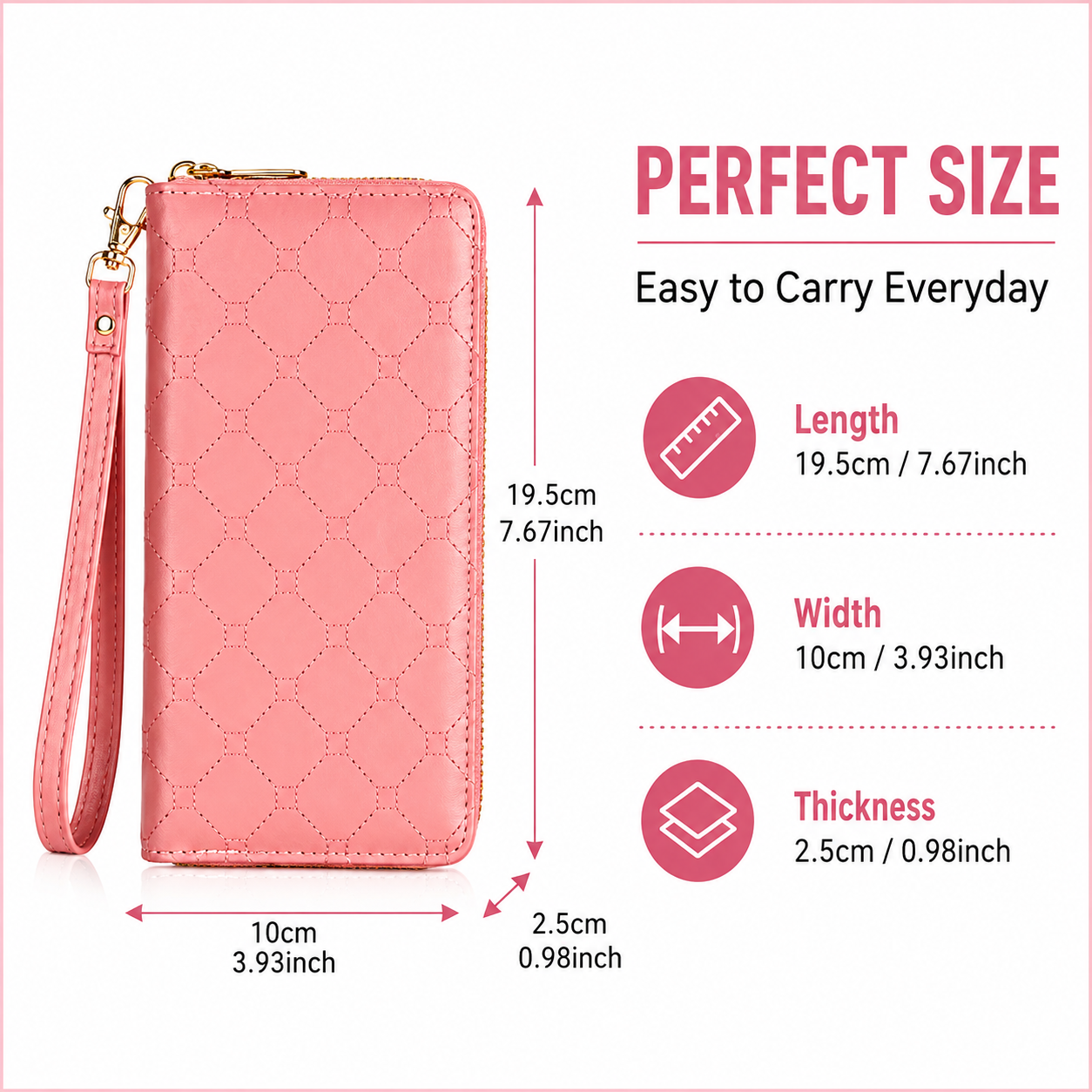 Women’s Large Capacity Zip Around Wallet Wristlet