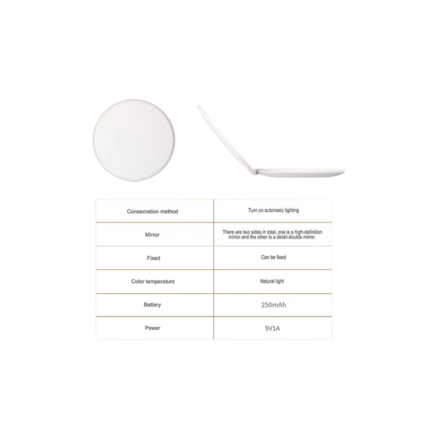 Compact light up make up mirror