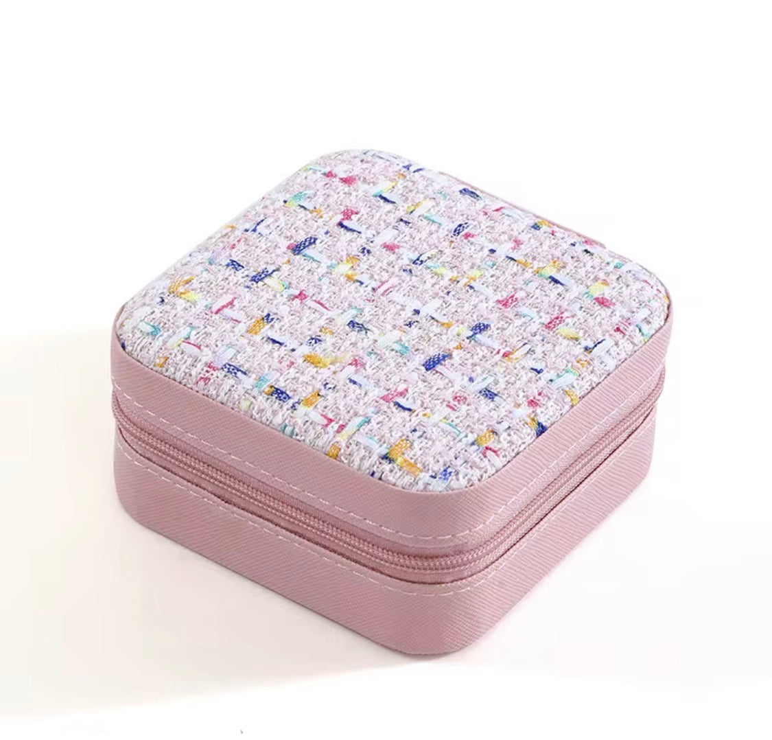 Jewelry Box - Black Fabric with Zipper Closure