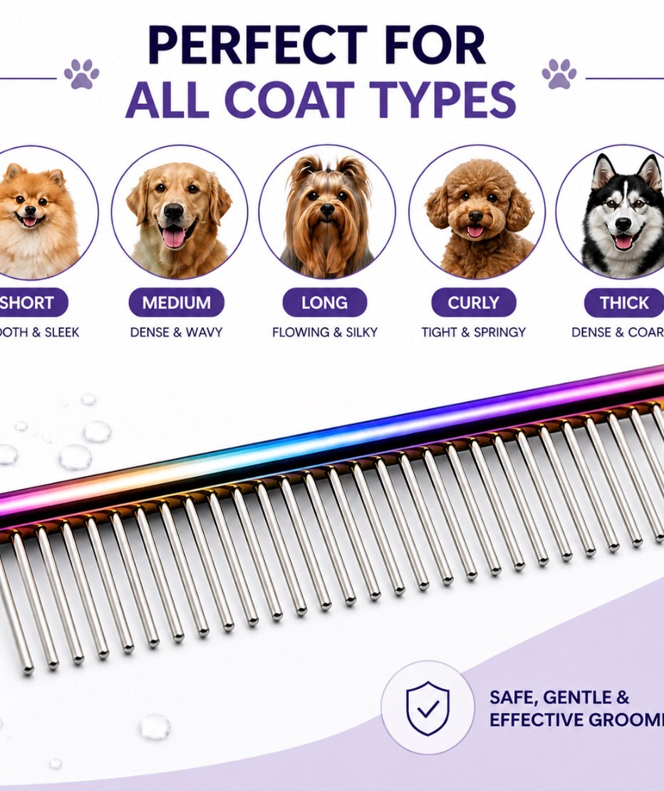 Rainbow Stainless Steel Pet Grooming Comb