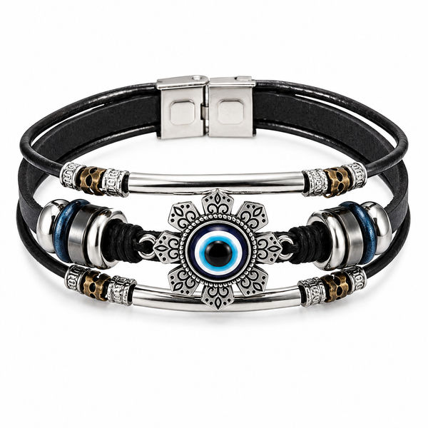 Vintage Evil Eye Leather Bracelet