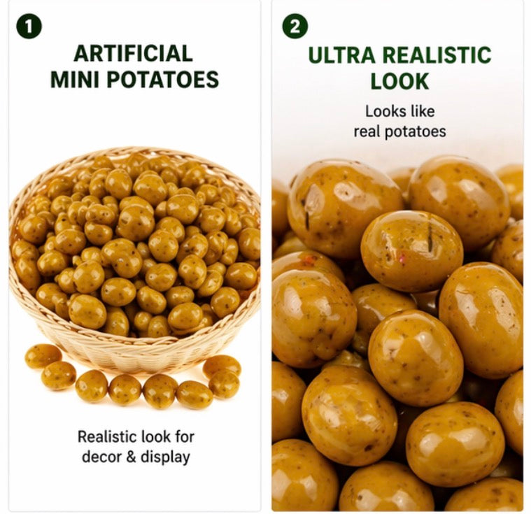 40 Artificial Mini Potatoes (Realistic Foam Fake Potatoes)