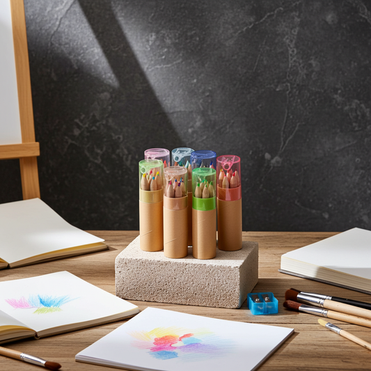 Mini 6 pcs Colored Pencils with Sharpener in Pink Green Blue or Clear for On-the-Go Art Enthusiasts Compact Portable Vibrant Colors Ideal for Artists penset