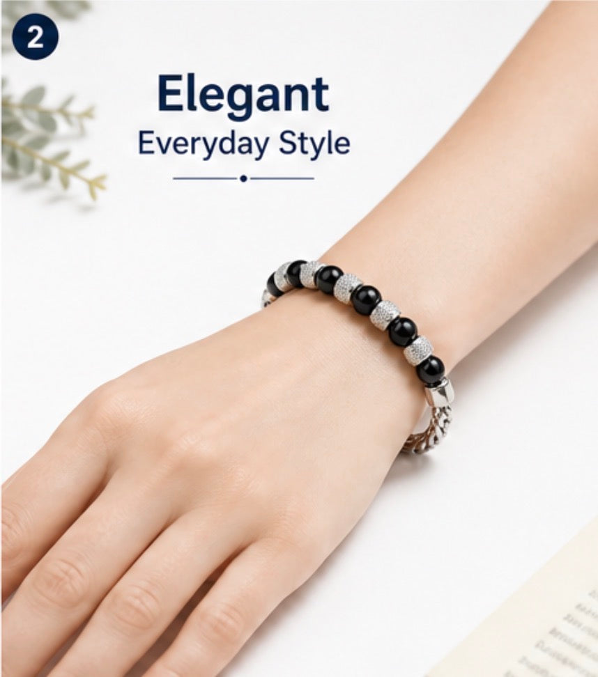 Women’s Stainless Steel Tiger Eye Bead Bracelet