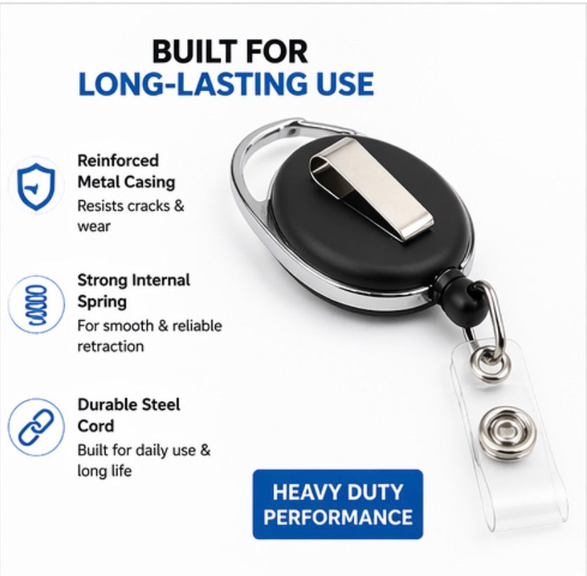 Retractable Badge Holder with Carabiner Clip