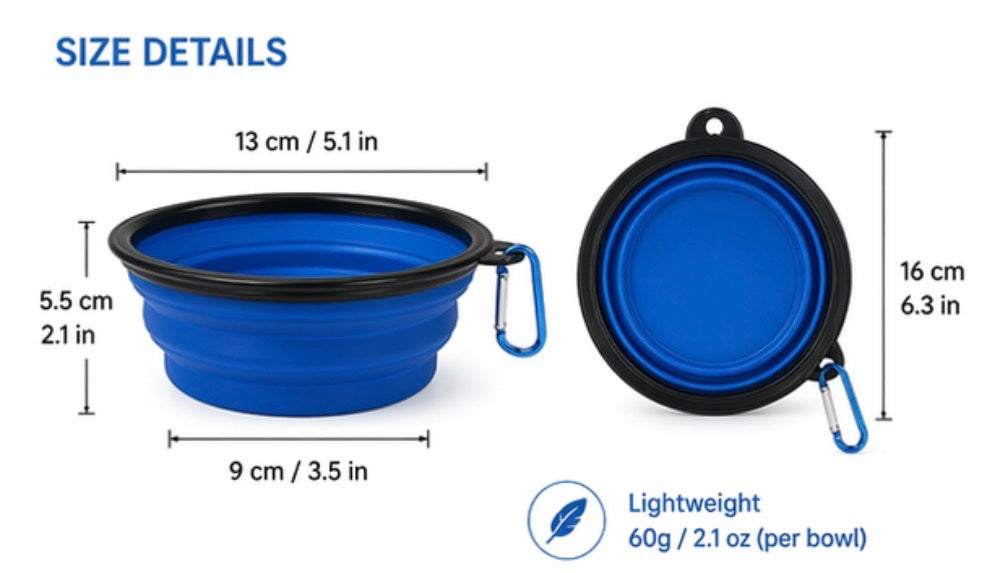 Collapsible Dog Bowl 2-Pack (Blue & Yellow)