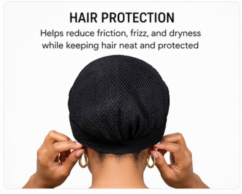 2 Pack Black Stretch Bonnet Cap for Women
