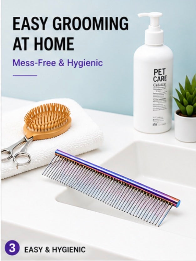 Rainbow Stainless Steel Pet Grooming Comb