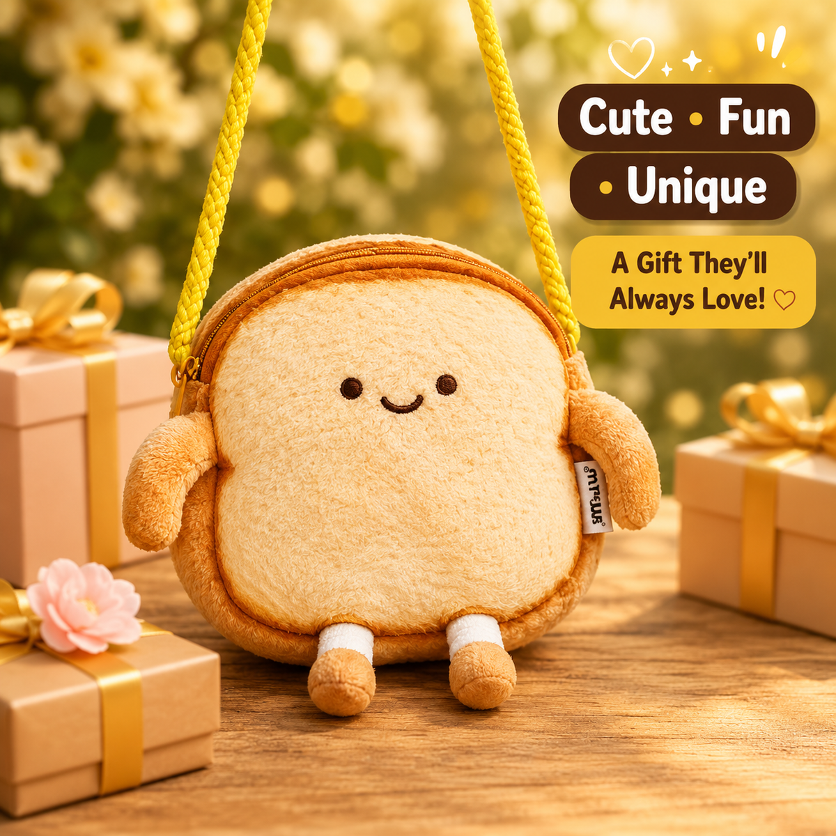 Bread shaped 🍞 Crossbody Bag, Cute Plush Toast Purse for Kids & Teens, Soft Lightweight