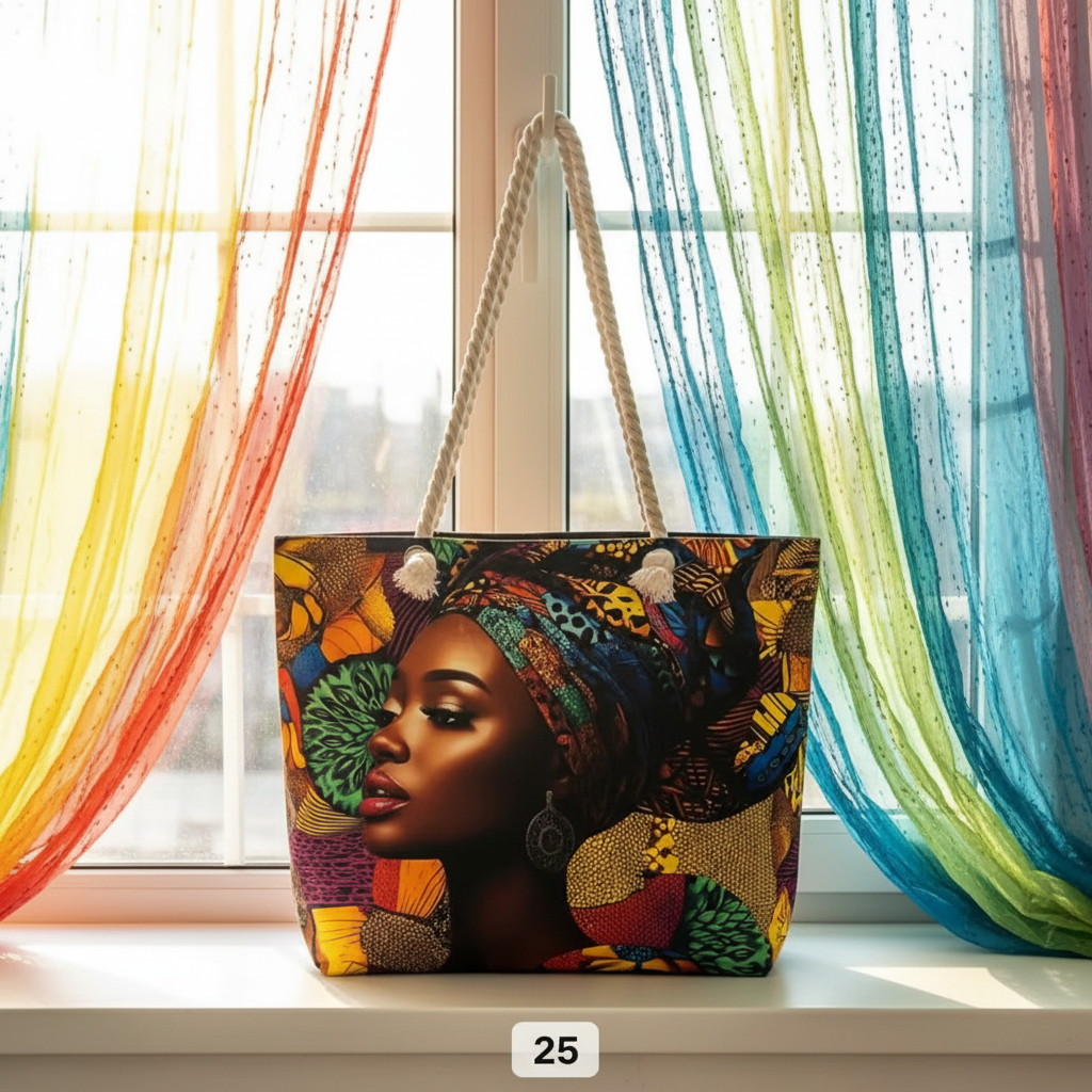 Colorful Patterned Tote Bag Stylish Vibrant Design