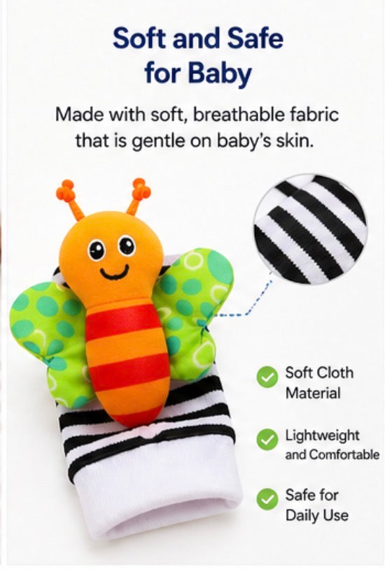 Baby Rattle Socks Wrist & Foot Toys Set Soft Infant Sensory Toy