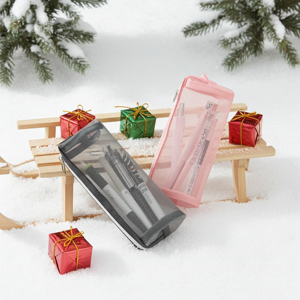 Transparent Mesh Pencil Case - Multicolor Options for School & Office Supplies