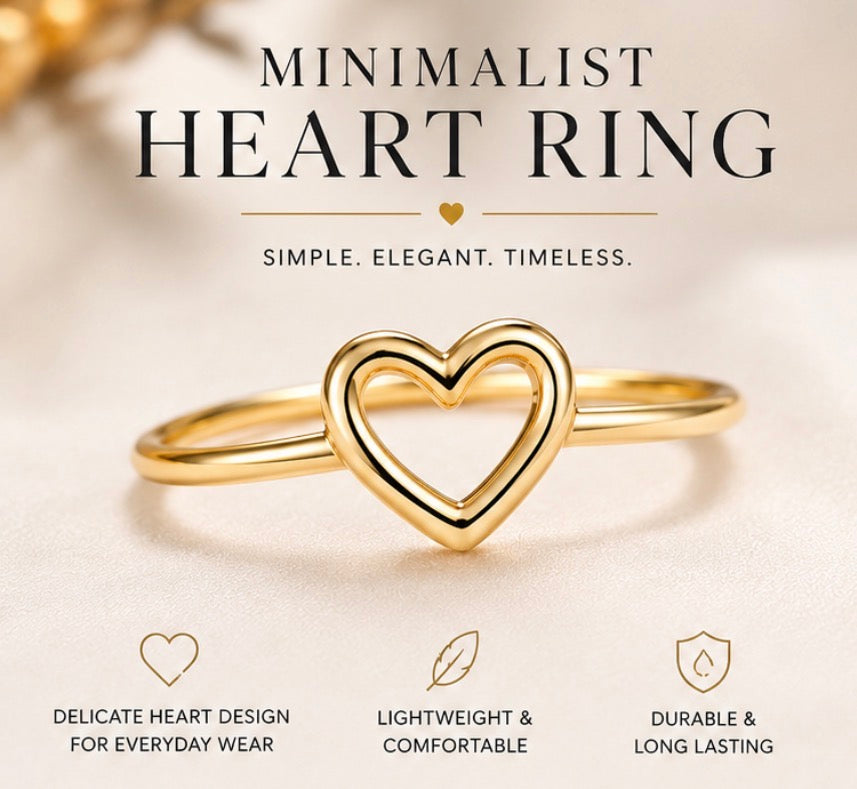 Minimalist Heart Ring – Gold & Silver Plated
