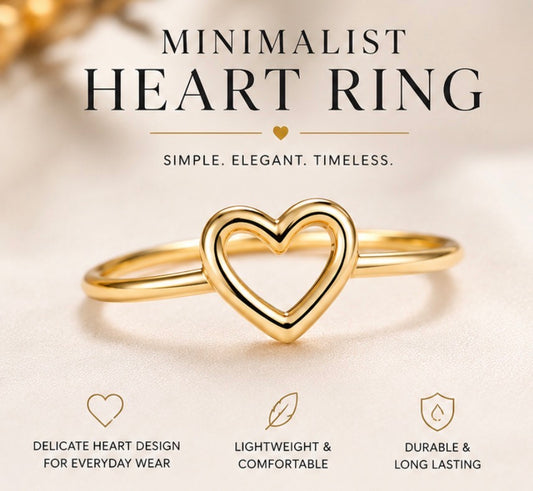 Minimalist Heart Ring – Gold & Silver Plated