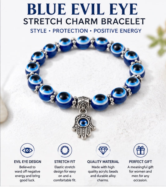 Protective Evil Eye Bracelet Adjustable Beaded Charm Bracelet (4 Styles)