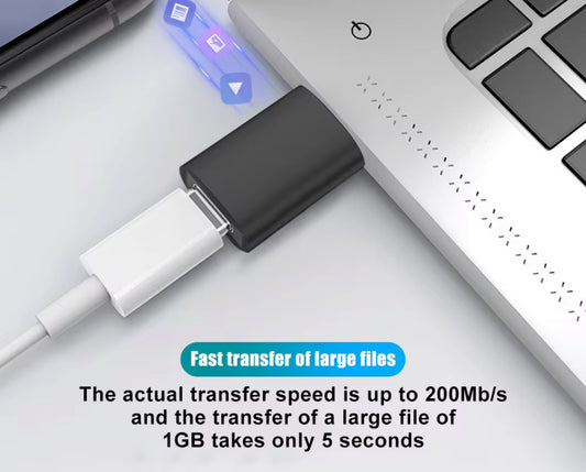 USB 3.0 Female to Type C Male Adapter with LED Light Silver Color High-Speed Data Transfer 2 Pack for Reliable Data Transfer