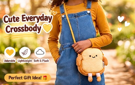Cute Toast Plush Crossbody Bag