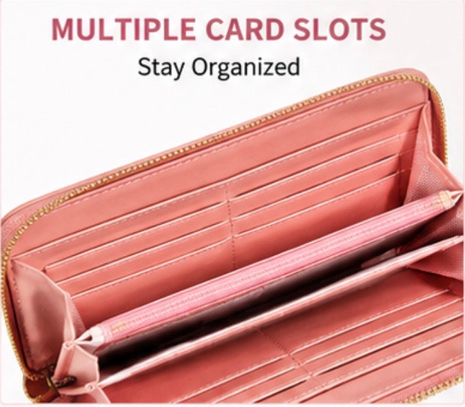 Women’s Large Capacity Zip Around Wallet Wristlet