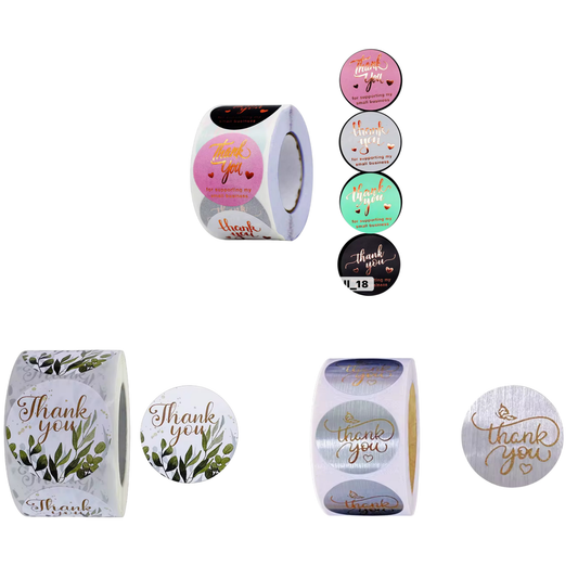 Thank You Sticker Roll, Small Business Support Labels, Party Bags, Thank You for Coming, Decorative Round Seals, 1 inch, 3 Pack 1500 Count, Multi-Color