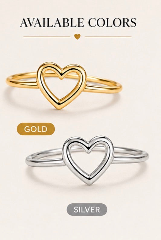 Minimalist Heart Ring – Gold & Silver Plated