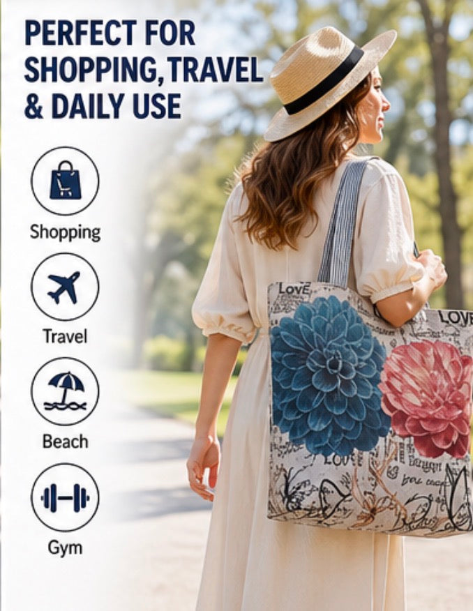Large Capacity Floral Tote Bag