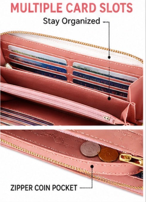 Women’s Large Capacity Zip Around Wallet Wristlet