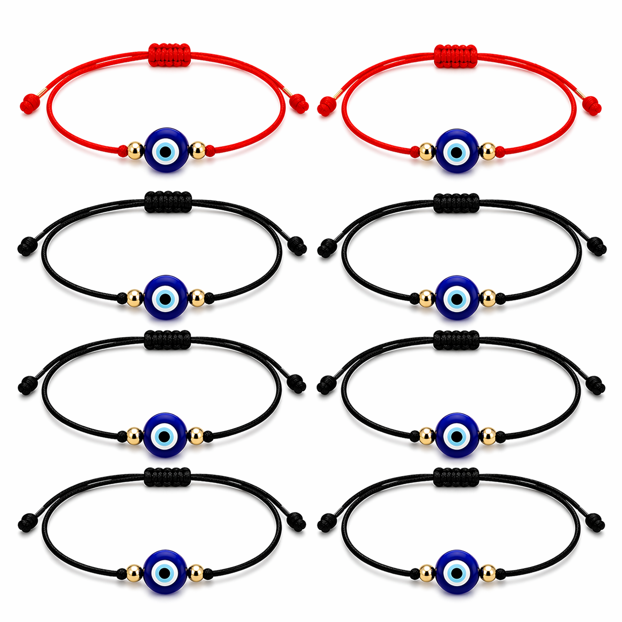 Evil Eye Bracelet Set for Women & Men (8 Pack)