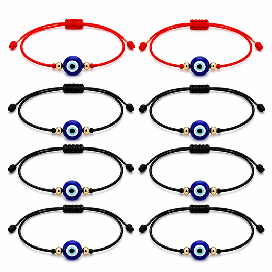 Evil Eye Bracelet Set for Women & Men (8 Pack)