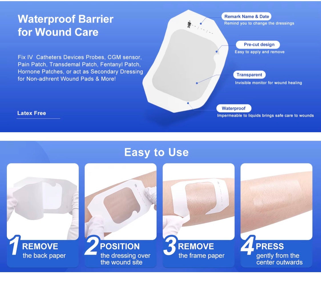 50 pack Proleix Transparent Waterproof Dressing 10x12cm Wound Care Tattoo Care