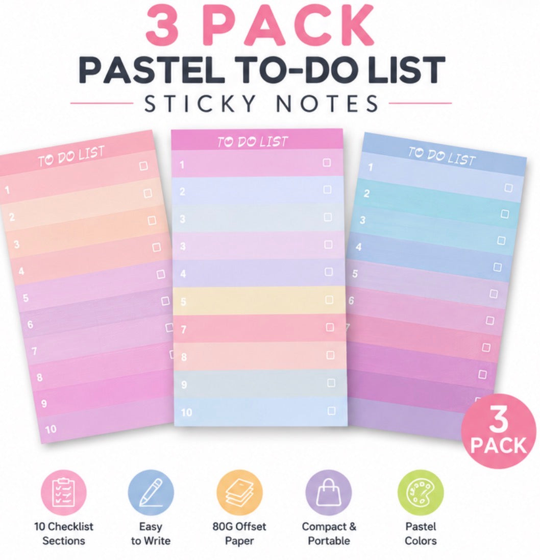 Colorful Gradient To-Do List Notepads 3 in a pack