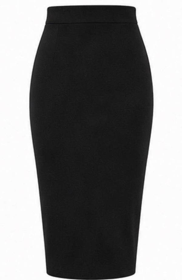Women’s High Waist Pencil Skirt – Stretch Knee Length Business Casual Pull-On Midi Skirt for Office, Work & Everyday Wear