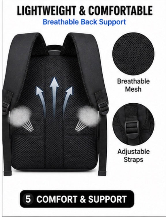 Minimalist Laptop Backpack with USB Port – Slim Travel Bag with Multiple Pockets, Fits Laptops up to 15.6”, Water-Resistant