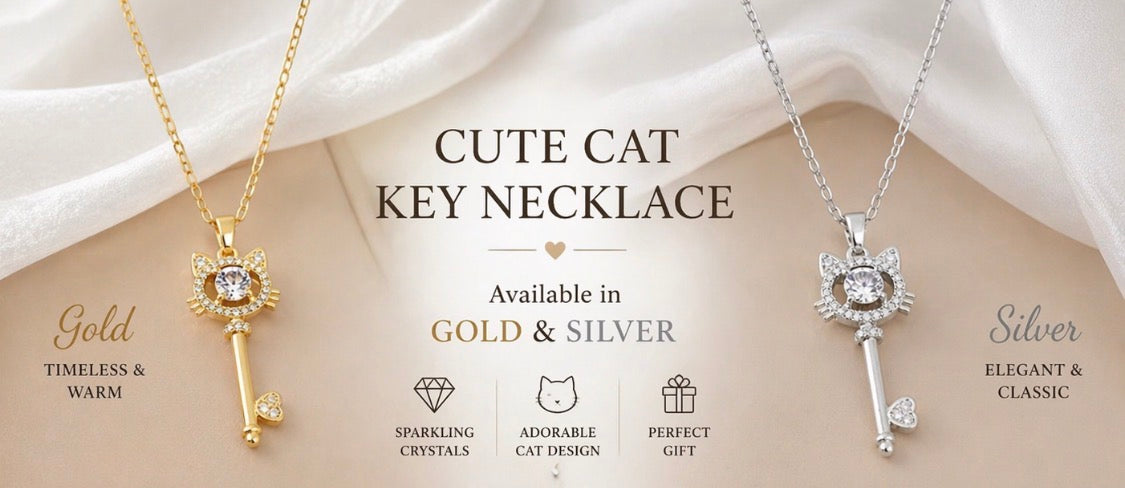 Cute Cat Key Pendant Necklace for Women