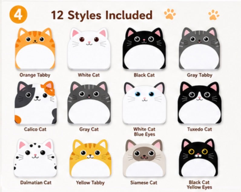 Cute Cat Sticky Notes Set