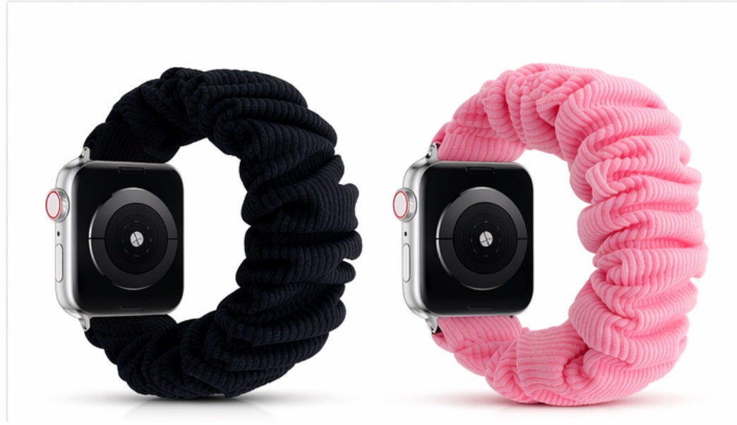 Watch â€“ Soft Stretchy Fabric Wrist Strap â€“ Comfortable, Secure Fit â€“ Cute Stylish Watch Band for Women (Black, Pink)
