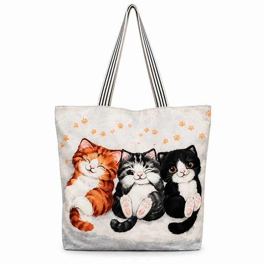 Cute Kitten Tote Bag with Zipper