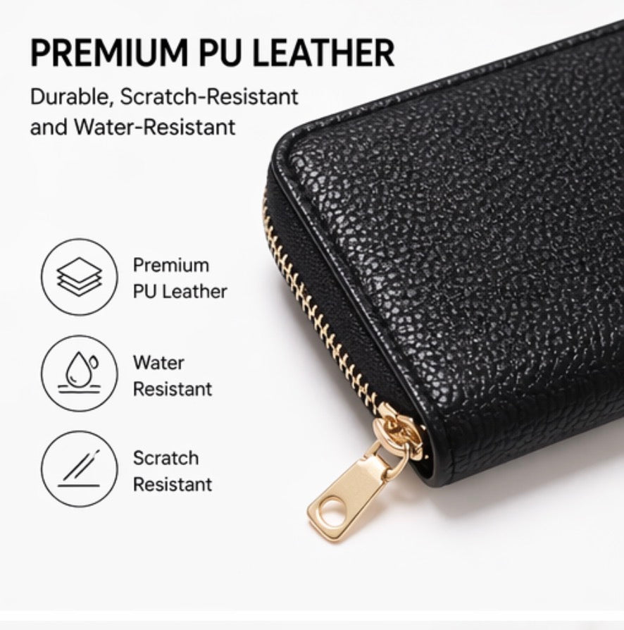 RFID Blocking Zipper Card Holder Wallet – Slim Compact Organizer