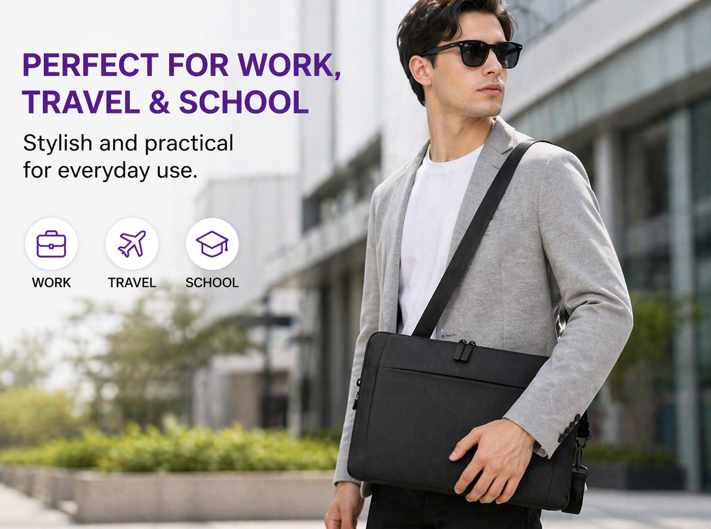 Slim Waterproof Laptop Shoulder Bag