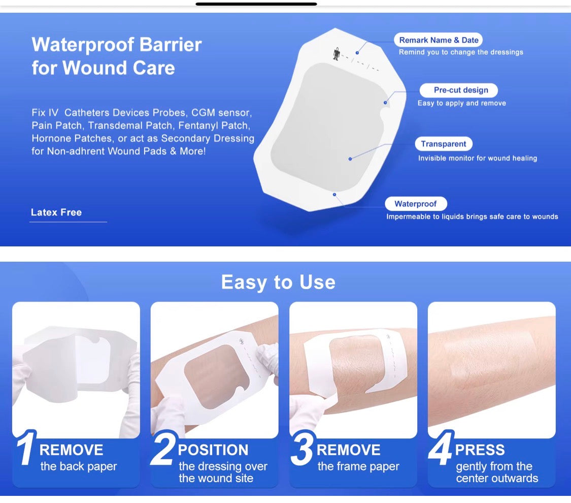 50 pack Proleix Transparent Waterproof Dressing 10x12cm Wound Care Tattoo Care