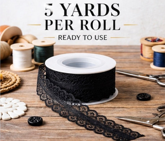 Black Lace Trim Ribbon 5 Yards