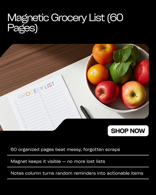 Magnetic Grocery List 60 Pages for Fridge with Notes Section Easy-to-Use Design for Organized Shopping