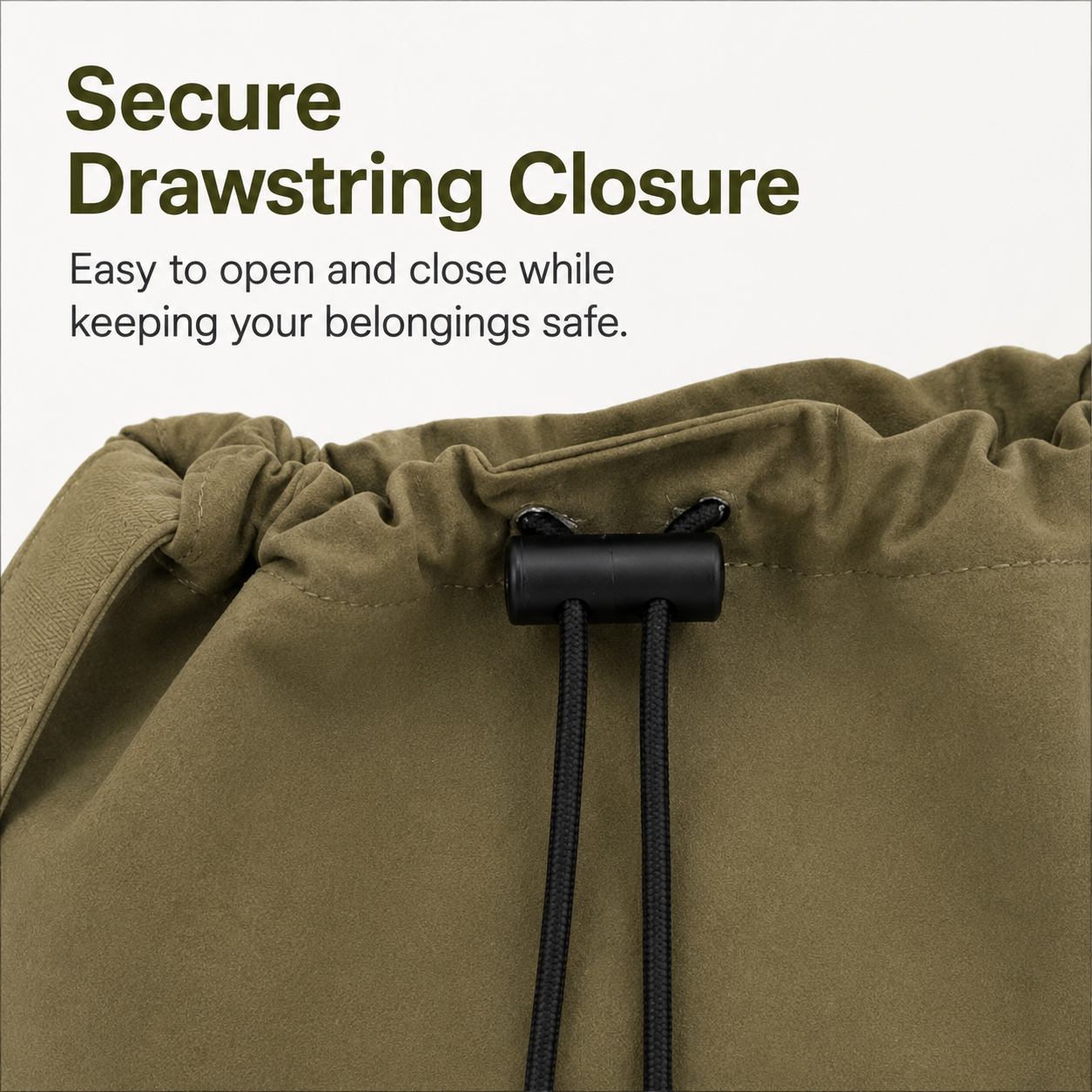 Minimalist style Drawstring Nylon Shoulder Tote Bag (Waterproof, Large Capacity)