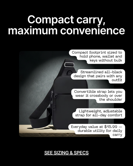 Small Crossbody Shoulder Bag All Black Compact Stylish Versatile Use Simple Design Convenient Carry for Camera & Smartphone Women's Backpack Sling