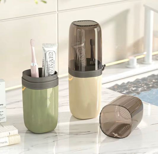Travel Tooth Brush & Toothpaste Holder with Cup