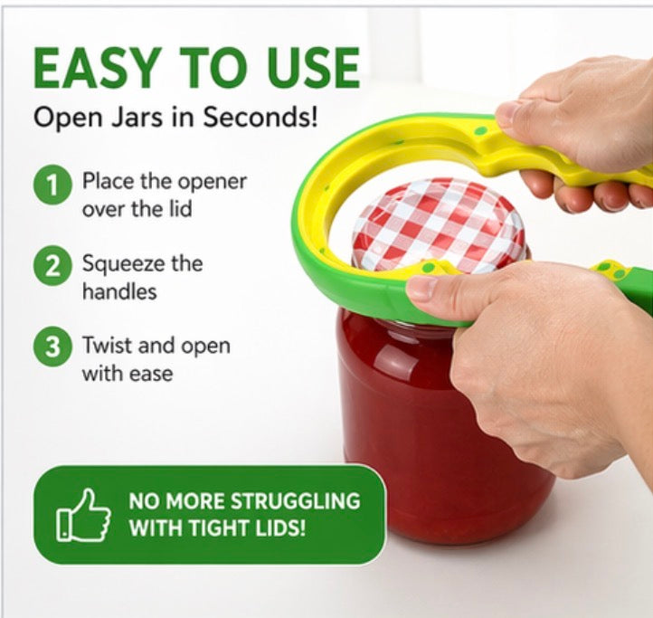 Plastic Jar Opener, Easy Grip Design, Green and Yellow