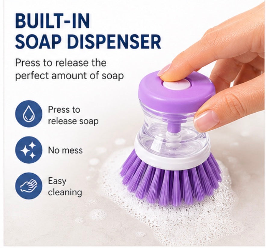 3 Pack Dish Brush with Soap Dispenser